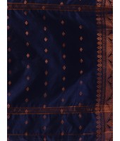 DESH BIDESH Women`s Bengal Cotton Silk Pure Handloom Cotton Saree Kohinoor Work With Blouse Piece(Dark Blue)